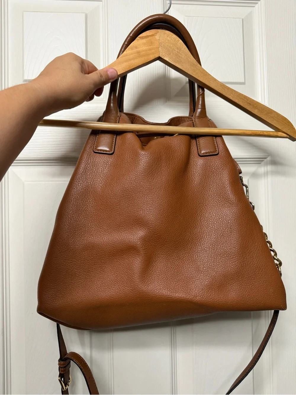 Michael Kors Cognac Leather Tassel Drawstring Shoulder Bag